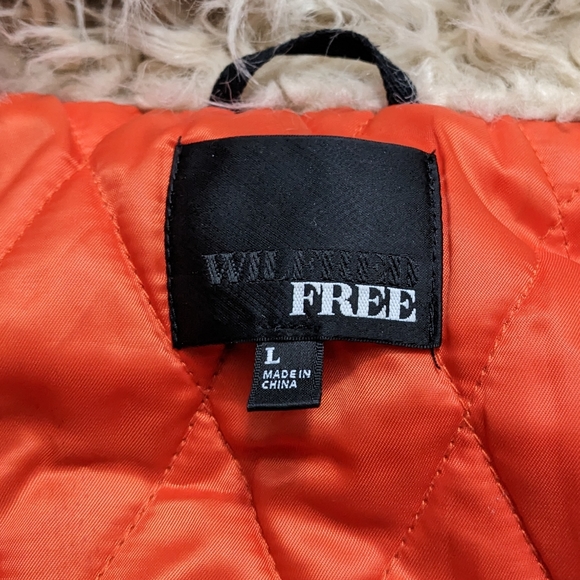 Wilfred Free quilted bomber winter jacket with fur lined hood black - Picture 2 of 16